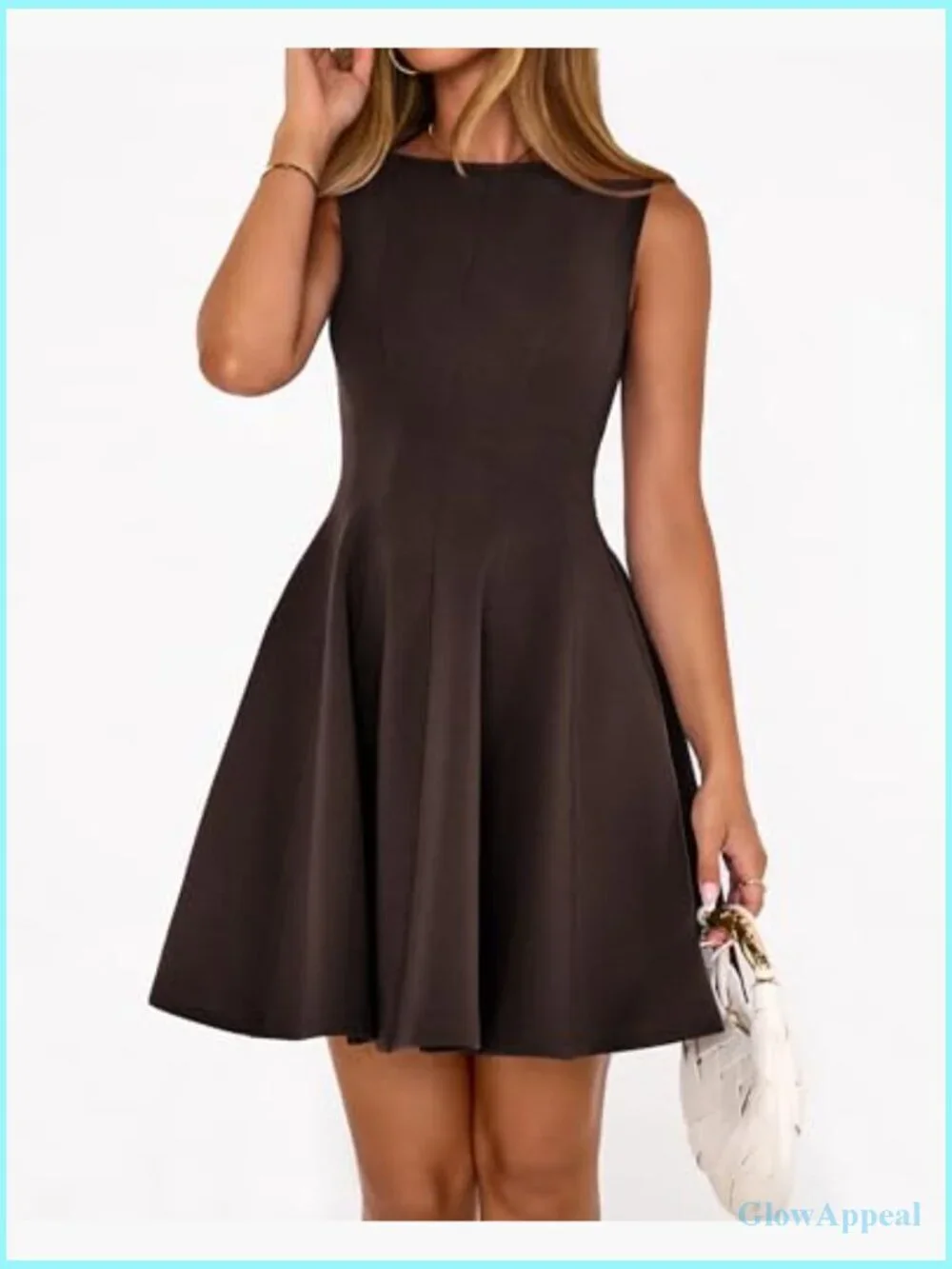 Elegant A-Line Cocktail Mini Dress Sleeveless Boat Neck